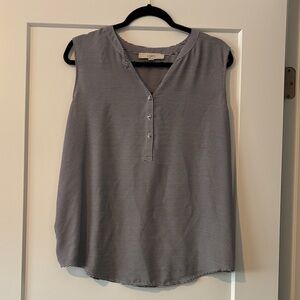 LOFT Black and White Striped Blouse